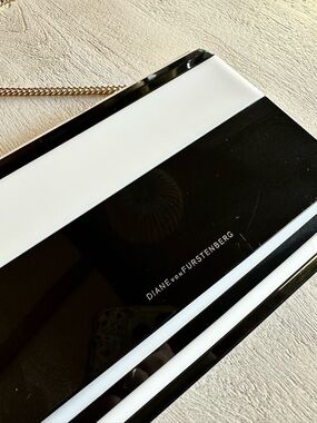 Diane Von Furstenberg Black and White Striped Crossbody Bag